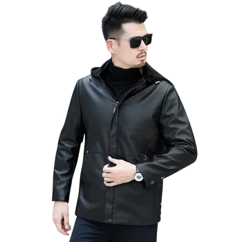 Новая Уличная кожаная куртка 2022 года, мужская Зимняя флисовая Мотоциклетная куртка из искусственной кожи, Мужская Повседневная ветровка с капюшоном, Тонкое пальто