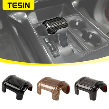 TESIN ABS Carbon Fiber Car Gear Shifter Head Decoration Накладка Наклейки для Ford F150 2021 2022 2023 Up Аксессуары Для Интерьера