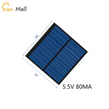 Мини-поликристаллическая кремниевая солнечная панель 5,5 В 80 МА для зарядки мобильного аккумулятора 3,7 В Плата питания