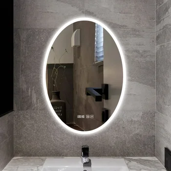 Новое овальное зеркало для ванной Nordic с противотуманной светодиодной подсветкой, умная расческа