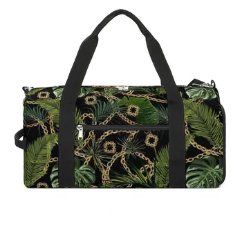 Спортивная сумка с принтом в стиле барокко, спортивная сумка с тропическими пальмовыми листьями, мужская уличная сумка на заказ, Ретро дорожная сумка для фитнеса