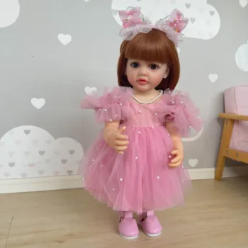 NPK 22-дюймовый Мягкий силиконовый Виниловый Возрожденный малыш Девочка Кукла Принцесса Бетти в розовом платье Подарки для детей