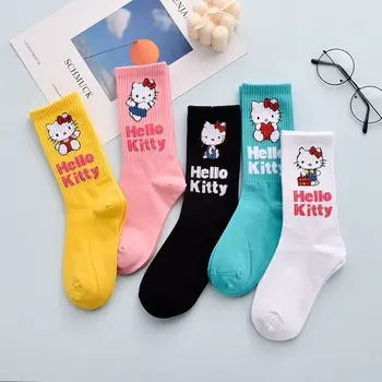 Осенние носки Sanrio Hello kitty, средние носки для девочек и мальчиков, милые длинные носки с рисунком Куроми из мультфильма