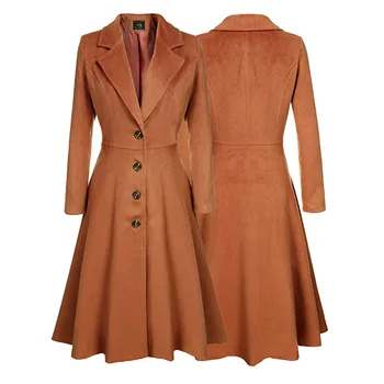 Шерстяное длинное пальто 2023, осенне-зимнее новое женское шерстяное пальто с длинными рукавами, модная повседневная ветровка, шерстяное пальто, женское