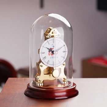 Настольные часы, ретро золото, простой рубиновый подшипник, ностальгические старые настольные часы, механические настольные часы Newton, полые часы