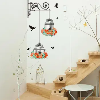 Наклейки с цветами и птицами на стену, настенная роспись для спальни, гостиной, наклейки для домашнего декора, Съемные наклейки, обои