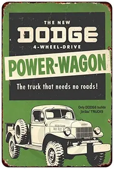 Металлическая вывеска Dodge Power-Wagon в винтажном стиле 8 x 12.