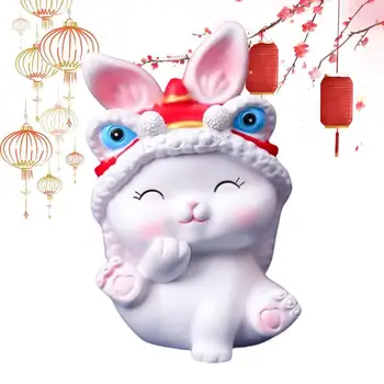 2023 Миниатюрные фигурки Кроликов, Очаровательный китайский Зодиакальный орнамент из смолы, Забавные Праздничные животные, украшение для офисного стола, автомобиля