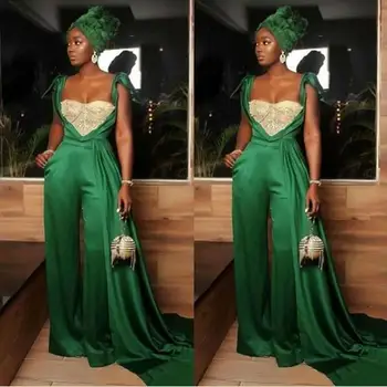 Зеленые Африканские комбинезоны 2020, платья для выпускного вечера, вечернее платье с бусинками и кристаллами, шикарное вечернее платье плюс размер abendkleider
