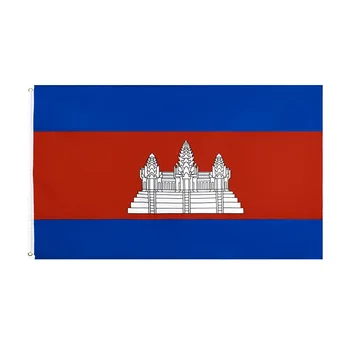 Флаг Камбоджи Национальный баннер из полиэстера Развевающийся 90 * 150 см 3 * 5 футов Флаг по всему миру По всему миру на открытом воздухе