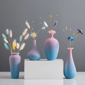 Роскошная керамическая ваза в скандинавском стиле, Композиция из сухих цветов в спальне, Гостиная, ТВ-кабинет, Художественное оформление