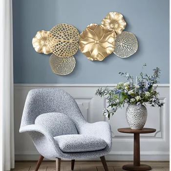 Легкие роскошные модные декоративные картины, наклейки на стену с металлическими цветами, полый дизайн интерьера для дома, прочный винтажный декор