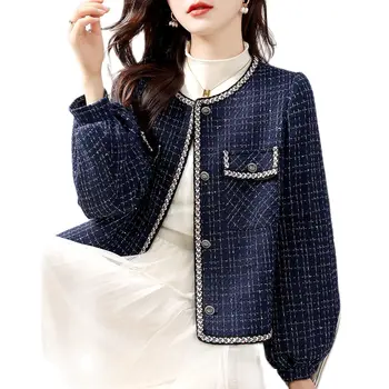 Классическое Модное Повседневное Свободное Корейское клетчатое пальто Знаменитости с рукавом-фонариком, Новая весенняя куртка 2023 года