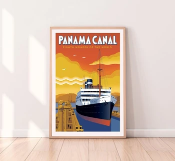 Художественный плакат Панамского канала, настенная живопись на холсте (без рамки)