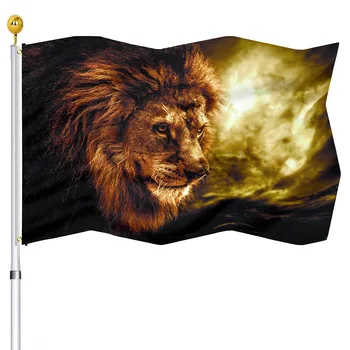 Флаг Льва Хищник с крутой Гривой Дикая природа Африки Пушистое Королевское Лицо Природа Устойчивые к выцветанию от Ультрафиолета Флаги Баннер Для внутренних и наружных украшений