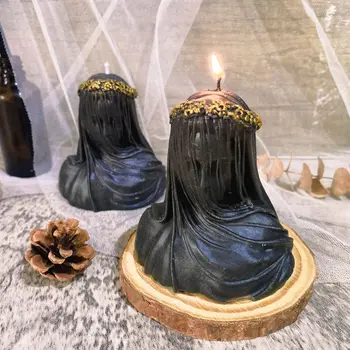 Украшение на Хэллоуин скульптура девушки в вуали ароматические свечи творческая атмосфера декоративные украшения украшение стола черной свечой