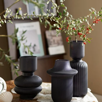 Современная креативная легкая роскошная ваза для цветов из черного стекла неправильной формы в корейском стиле