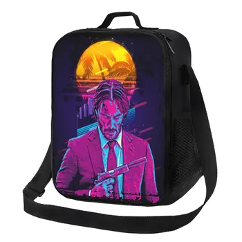 John Wick Портативные Ланч-боксы Женские Многофункциональные Retrowave Art Cooler Термоизолированная сумка для ланча для школьников и студентов