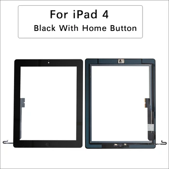 Сенсорный экран со стеклянным цифровым преобразователем в сборе для iPad 4 с кнопкой Home + Клейкая наклейка A1458 A1459 A1460
