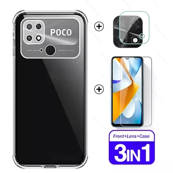 1to3 Poko Little C40 Case + Защитная Пленка Для Экрана Camere Из Закаленного Стекла Для Xiaomi Poco C40 C 40 40C Pococ40 4G 6,71