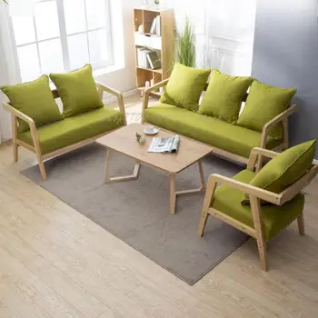 Скандинавский одноместный диван-кресло из массива дерева, современная простая кофейня, магазин молочного чая, карточное сиденье, двухместный маленький семейный стул