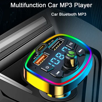Автомобильное беспроводное зарядное устройство USB 5.0 Bluetooth FM-передатчик MP3, адаптер зарядного устройства USB/TYPE -C PD для iPhone 14 13 12