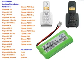 Аккумуляторная батарея GreenBattery 650mA для беспроводного телефона Siemens Gigaset AL140, A120, A145, A14, AS14, A160, A165, A16, A240, A245, AL145, AS140, AS150