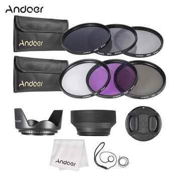 Комплект фильтров для объектива Andoer 67 мм UV + CPL + FLD + ND2 ND4 ND8 с Сумкой Для Переноски/Крышкой объектива /Держателем Крышки объектива / Блендами для объектива / Тканью Для чистки