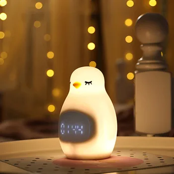 Детский будильник силиконовый теплый желто белый ночник USB зарядка Детская прикроватная светодиодная лампа для сна