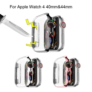 Жесткий чехол для Apple Watch Series 4 44 мм 40 мм Защитные Чехлы для iWatch 4 Со всех сторон, Полное покрытие, Ультратонкая Прозрачная рамка