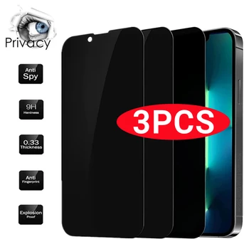 3ШТ Защитная Пленка для Экрана Конфиденциальности Для iPhone 15 14 PRO MAX Anti Spy Glass Для iPhone 13 12 11 XS Max 7 8 Plus SE 2022 Закаленное Стекло