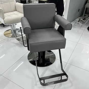 Современные парикмахерские кресла из искусственной кожи для мебели салона, Профессиональное парикмахерское кресло, Удобные подъемные кресла для салона красоты