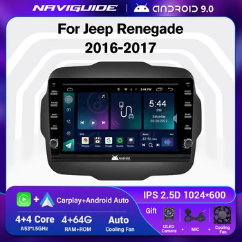NAVIGUIDE Q1 Android Автомагнитола Для Jeep Renegade 2016-2017 GPS Навигация Стерео Мультимедийный Плеер Carplay Головное Устройство Bluetooth