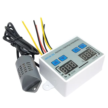 XK-W1099 Двойной цифровой термостат Humidistat Инкубатор для яиц Регулятор температуры Регулятор влажности Термометр Гигрометр