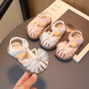 Летние новые детские милые туфли принцессы для девочек; Модные сандалии для девочек; детская удобная обувь для ходьбы на мягкой подошве; Детская обувь для девочек;