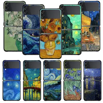 Картина Ван Ога Для Samsung Galaxy Z Flip4 Flip3 5G Жесткий Чехол для Galaxy Z Flip 4 Z Откидная крышка телефона Fundas Capa