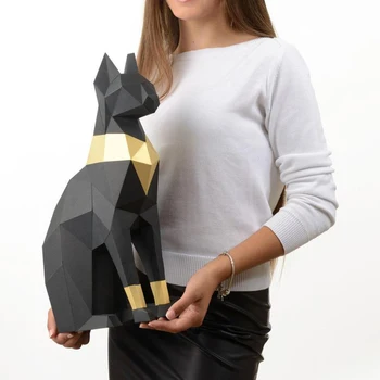 45 см Кошка Египет Бастет Бумажная Модель Животное Papercraft 3D DIY Пазлы Развивающие Игрушки Креативные Украшения для дома Скульптура