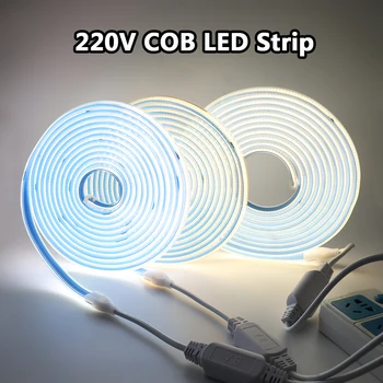 220V COB LED Strip 280LEDs/m IP67 Водонепроницаемый Брелок LED Light 50CM Cuttable LED Tape RA 90 3000K 4000K 6000K Dimmable Rope Light