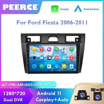 PEERCE Android 2din Автомагнитола Для Ford Fiesta 2006-2011 Мультимедийный Видеоплеер GPS Навигация 4G Беспроводной Carplay Авторадио DSP