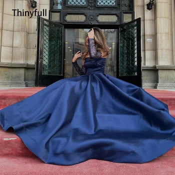 Тонкие синие платья для выпускного вечера трапециевидной формы, без бретелек, с блестками, вечерние платья для вечеринок, платье для выпускного вечера с высоким разрезом сбоку, длинное платье для мероприятий