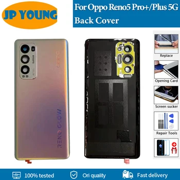 Оригинальная Новая Задняя Крышка Для Oppo Reno5 Pro + Plus 5G Задняя Крышка Батарейного Отсека PDRM00 PDRT00 Задняя Дверца Корпуса Стеклянный Корпус С Объективом