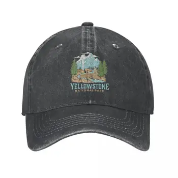 Хип-Хоп Бейсболка Регулируемые Шляпы Йеллоустонский Национальный Парк США Волк Бизон Медведь Винтажная Весенне-Осенняя Кепка Джинсовая Кепка