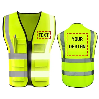 Защитный жилет со светоотражающими полосками для инженерного строительства с вашим логотипом Hi Vis, 5 карманов, рабочий жилет для мужчин на открытом воздухе