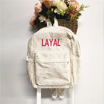 Новый милый рюкзак на заказ для учащихся начальной и средней школы, уникальная сумка-подарок на день рождения, рюкзак для девочек с вышитым именем