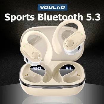 Спортивные беспроводные наушники VOULAO TWS Bluetooth 5.3 Наушники с микрофоном, шумоподавляющими заушниками, наушники с музыкой Hi-Fi, водонепроницаемые гарнитуры