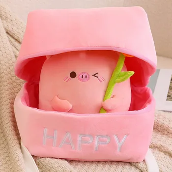 50 см Новые высококачественные мягкие игрушки Плюшевая подарочная коробка Pig Pua Милая мультяшная игрушка Чучело животного для детских подарков на День рождения