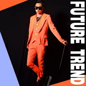 Молодежный поп-певец ночного клуба в британском стиле DSDJ Оранжевый Модный повседневный костюм Бар весенне-осеннее мужское платье для выступлений