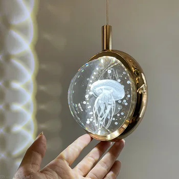 Подвесной светильник Nodic Crystal LED Креативная прикроватная лампа для спальни Современный ресторан Бар Столовая Подвесной светильник для домашнего декора