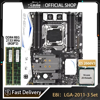 Материнская плата JINGSHA E8I LGA2011-3 В комплекте с E5 2666V3 и DDR4 2 * 8 ГБ = 16G Оперативная память 2133 МГц NVME USB3.0 ATX Сервер С поддержкой Turbo boost