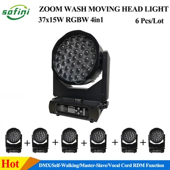 6x Zoom LED Wash Moving Head Light 37x15 Вт RGBW 4в1 Движущийся Головной Свет Для Мытья Головы Для Свадебных Торжеств, Мероприятий, Свадебной вечеринки